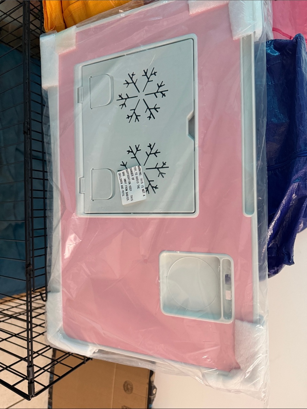 Source Unknown Pink and White Portable Cooler with Snowflake Design
